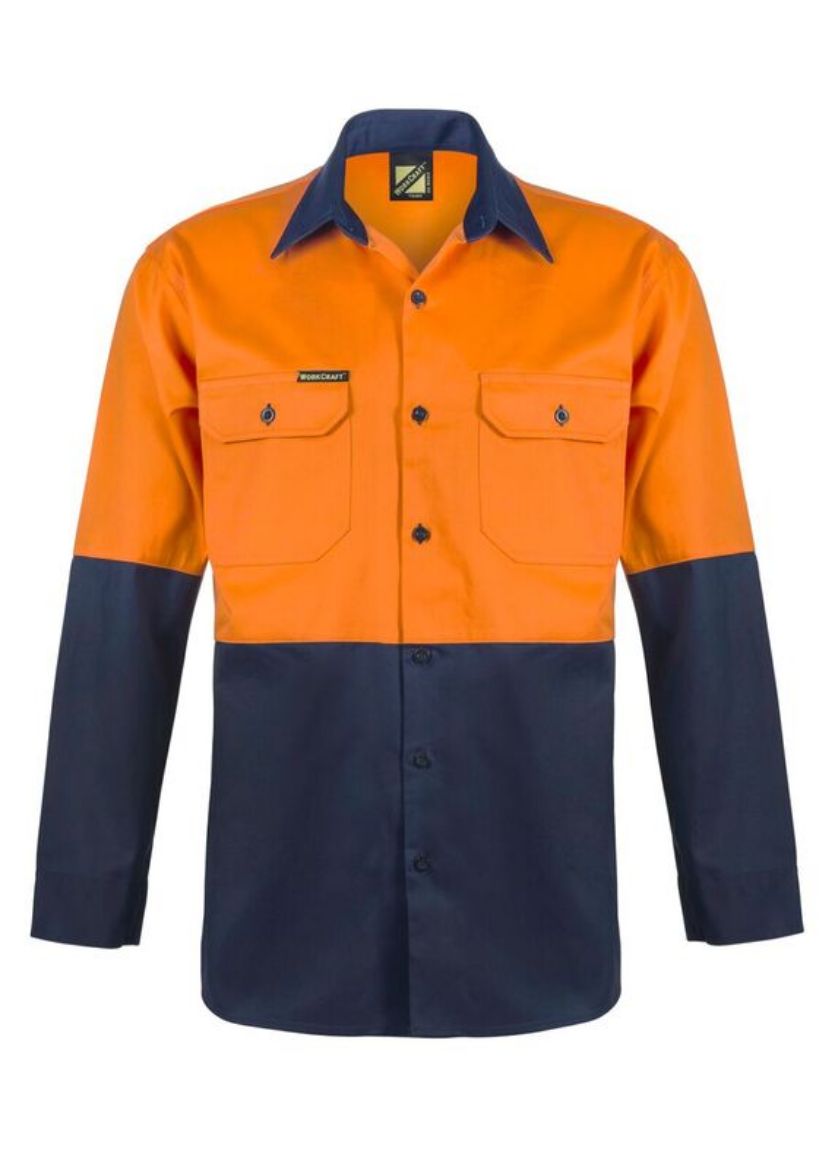 Picture of WorkCarft HI VIS COTTON DRILL L/S SHIRT 190GSM